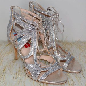 INC Raydin Sparkly Rhinestone Lace-up Evening Heels